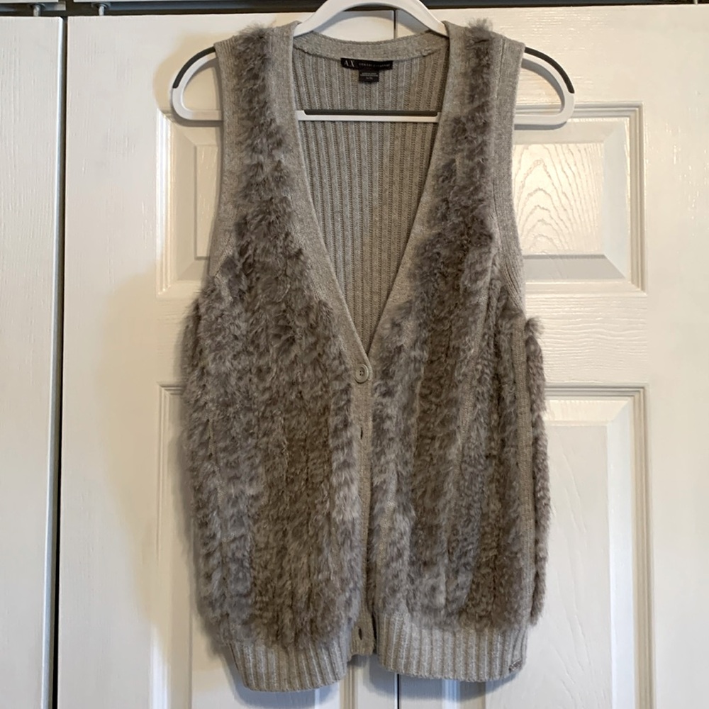 Armani Exchange button down sweater vest, size large, EUC